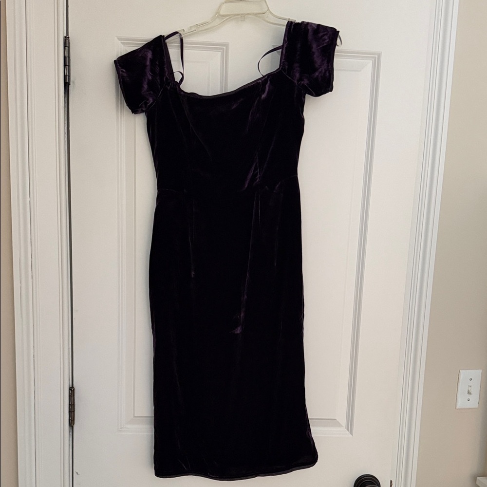 BCBGMaxAzria Dark Purple Velvet Midi Dress